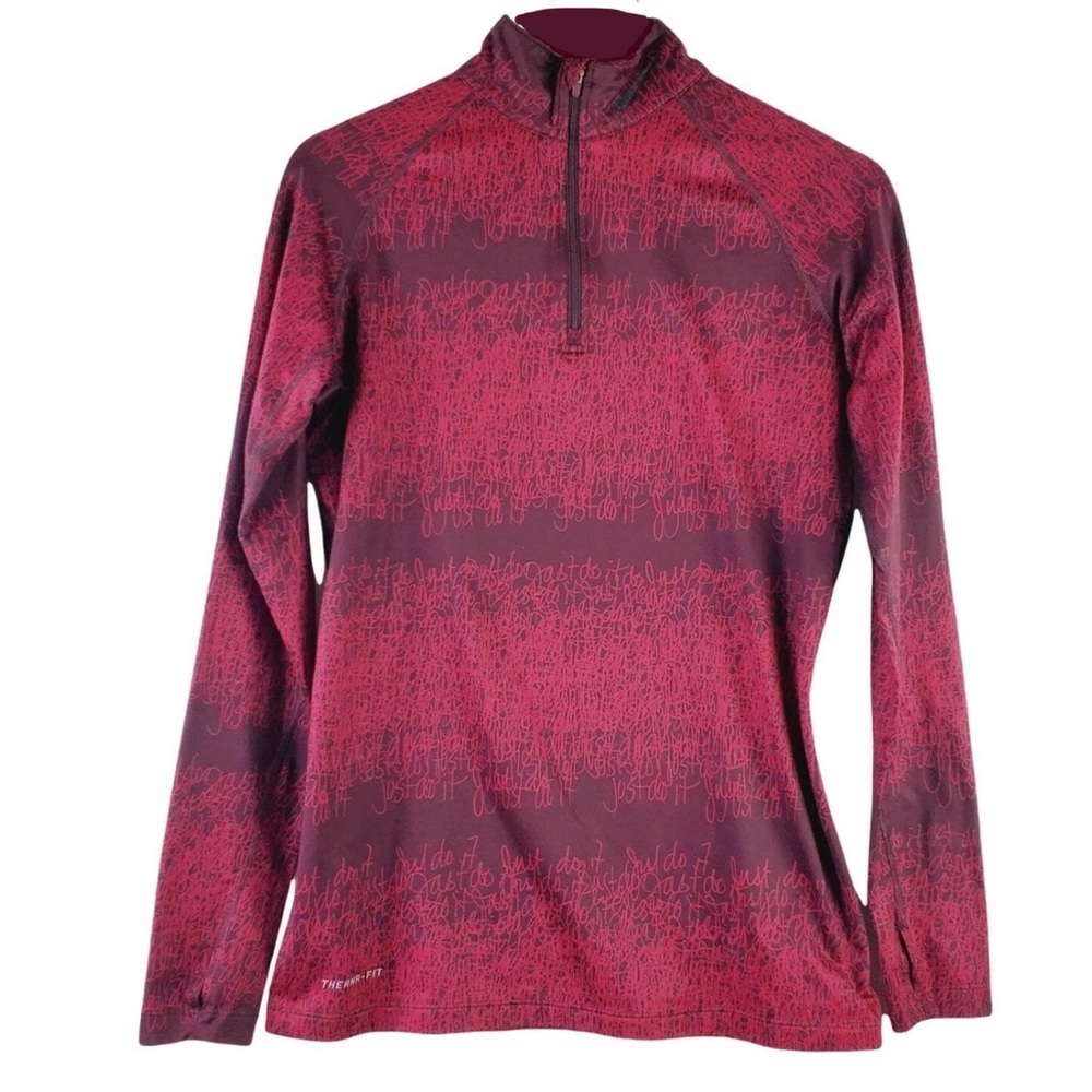EUC- Nike ‘Just Do It Scribble Script’ Thermafit’ Long Sleeve Quarter Zip